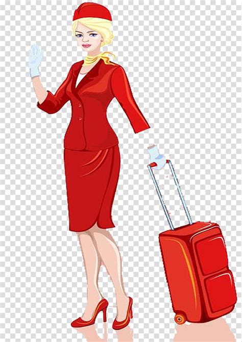 Free Download Airplane Flight Attendant Suitcase Illustration Drag