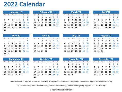 Free Calendar 2022 Uk Printable Calendar Printables Free Blank