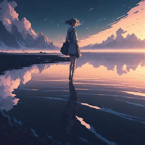Premium Ai Image Anime Girl Walking On Water