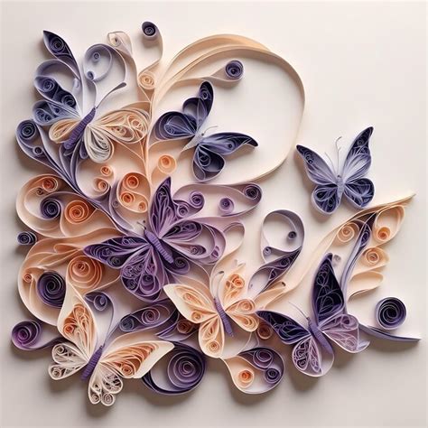 Premium Ai Image Intricate Quilled Paper Art Butterflies In Dreamy Colors