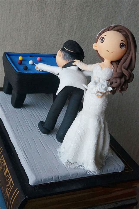 Bride Pull Groom Away The Pool Table Wedding Cake Topper