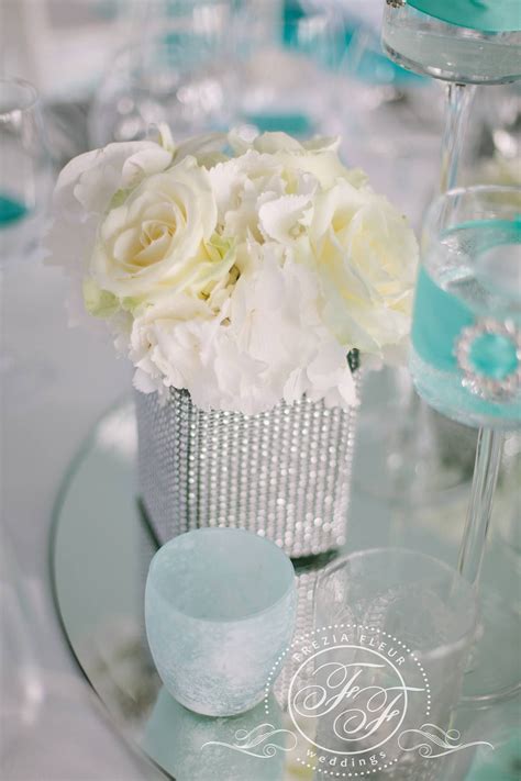 Flower Arrangement In Diamond Pot Handcrafted For The Tiffany Blue