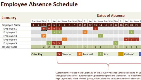 Employee Absence Schedule
