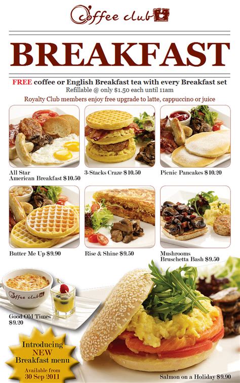 Coffee Club Restaurant Promotions New Breakfast Menu