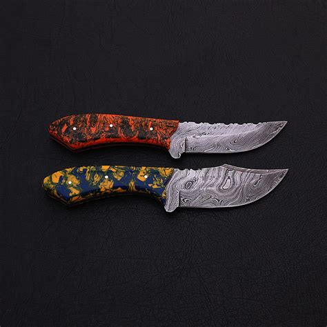 Damascus Skinner Knife Set Black Forge Knives Touch Of Modern