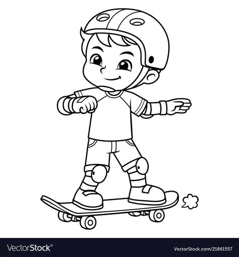Boy Excersicing With His Skateboard Bw Vector Image On Vectorstock In