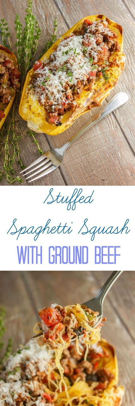Stuffed Spaghetti Squash With Ground Beef And Tomato Sauce