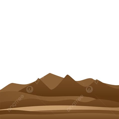 Gambar Vektor Lanskap Transparan Tanah Bukit Coklat Cokelat Bukit