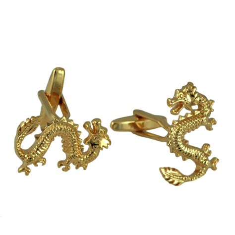 Golden Lucky Chinese Dragon Cufflinks From Ties Planet Uk
