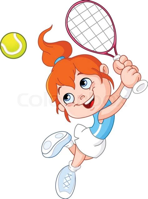 Young Girl Playing Tennis Stock Vector Colourbox