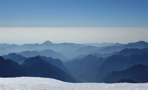 Wallpaper Mountains Mist Blue Clear Sky Alps Ridge Snow