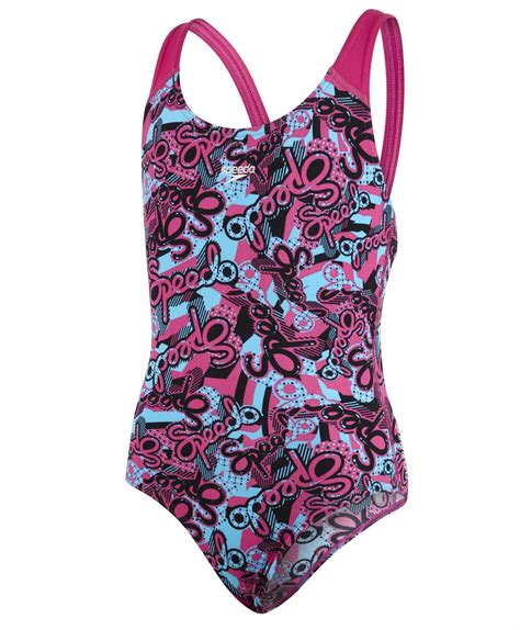 Speedo Astropop Allover Splashback Girls Swimsuit Run Charlie