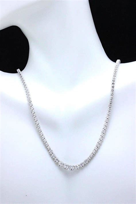 Riviera Graduated Round Diamond Necklace 487 Carat In 14 Karat White