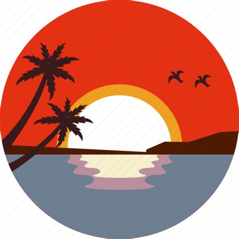 Beach Landscape Ocean Summer Sunset Travel Vacation Icon