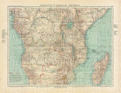 Old Map Of The Equatorial Africa In 1910 Buy Vintage Map Replica