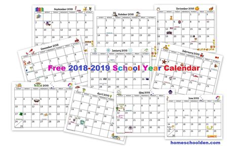 Free 2018 2019 School Year Calendar Calendar 2019 Printable Calendar