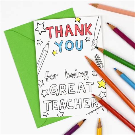 Instant Download Thank You For Being A Great Teacher Etsy Uk