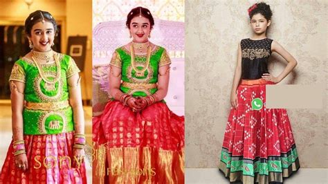 For kids,baby girls,babies for traditional functions. Cute Pattu Langa Blouse Designs For Kids