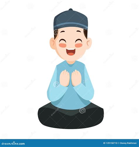 Vector Praying Muslim Boy Stock Vector Illustration Of Cartoon