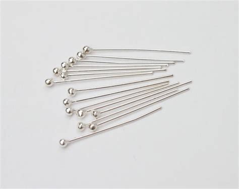 40 Of 925 Sterling Silver Head Pins 30x05 Mm 25 Awg Wire Etsy