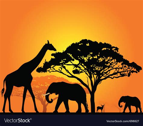African Safari Silhouette Royalty Free Vector Image