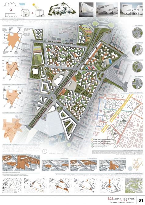Tavola Masterplan E Concept Progettuale Schema Disegno Urbano