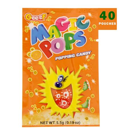 Geeef Magic Pops Popping Candy Orange Flavor 5 G X 40 Pouches 200 G