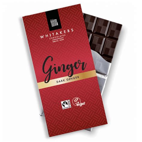 Premium 70 Dark Ginger Chocolate Bar Vegan Whitakers
