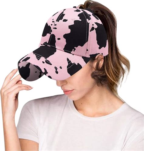 Seaintheson Cow Print Women Ponytail Baseball Cap Snapback Hip Hop Hats