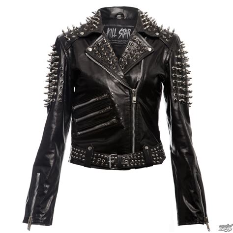 Jacket Womens Leather Jacket Killstar Spike Black Metal Shopeu
