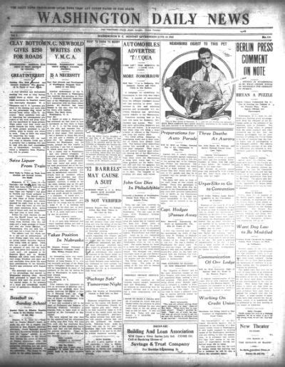 Washington Daily News Washington Nc 1909 Current June 14 1915 Image 1 · North Carolina