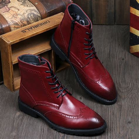 New 2015 British Style Men Leather Boots Ankle Riding Boots High Top