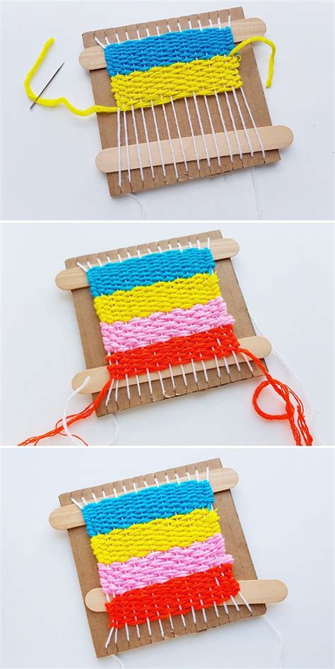 Weaving Ideas For Kids Yarn Weaving On A Cardboard Loom Weaving For