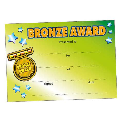 Bronze Award Certificates Green X 20 A5 Brainwaves