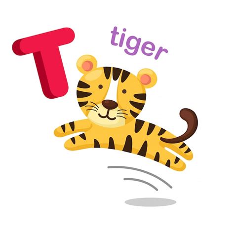 Illustratie Ge Soleerde Alfabet Letter T Tiger Premium Vector