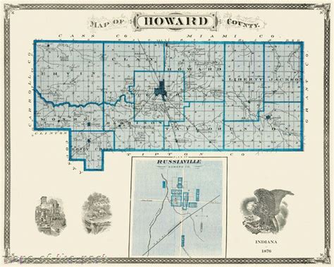 Howard County Indiana Map Vintage Wall Art Howard County