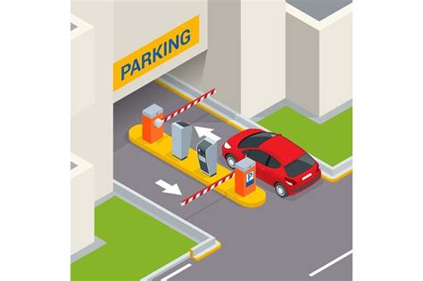 Isometric Parking Payment Station Access Control Concept Parking
