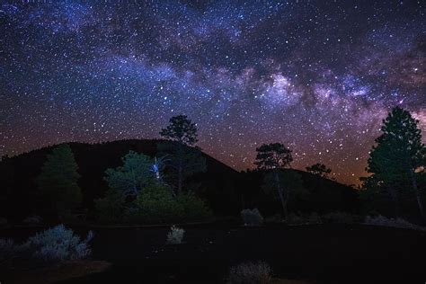 Landscape Scenic Night Sky Outdoors Trees Countryside Stars