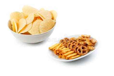 Salty Snacks Served In Bowls Stock Photo Image Of Potato Peanuts