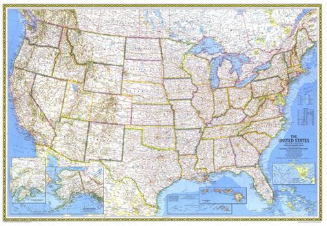 National Geographic United States Map 1976