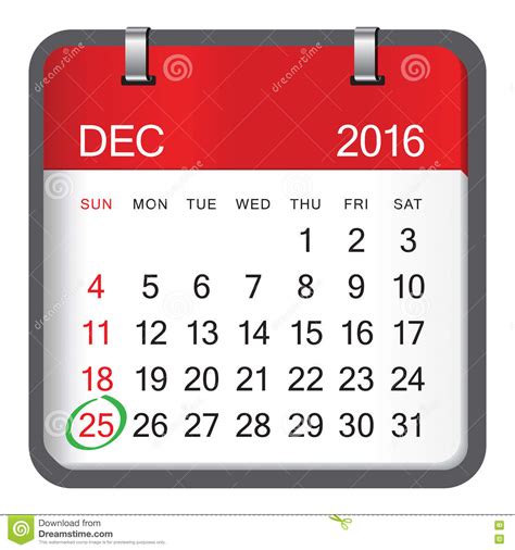 Christmas 2017 Calendar Vector Design Stock Vector Illustration Of
