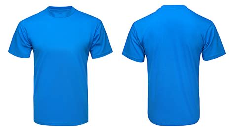 Blank Blue Tshirt Mock Up Template Front And Back View Isolated White