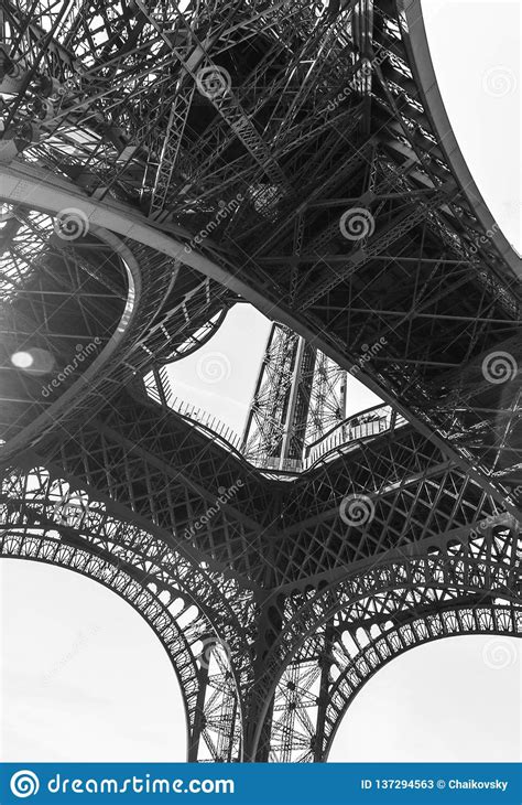 An Abstract View Of Details Of Eiffel Tower In Black And White Paris