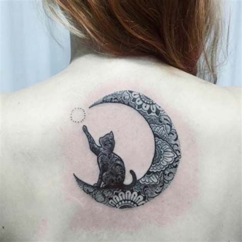 Hilal Ay Ve Kara Kedi Dövmesi Crescent Moon And Black Cat Tattoo