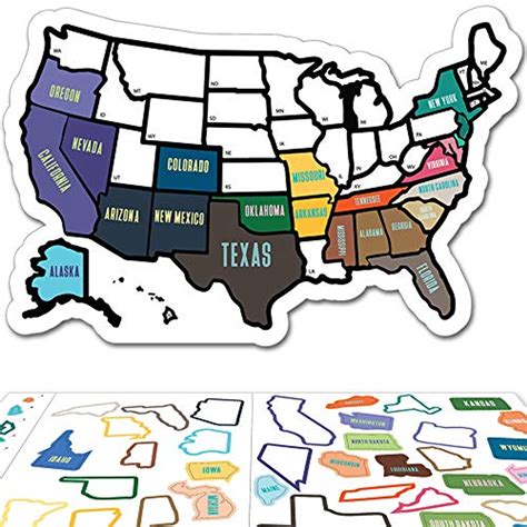 Rv State Sticker Travel Map 14 X 22 50 Usa States Flag Visited