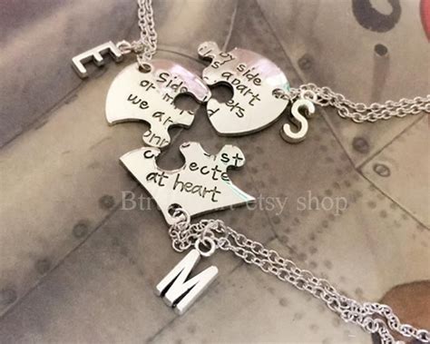 side by side or miles apart puzzle piece necklace set of 3 etsy puzzle piece necklace