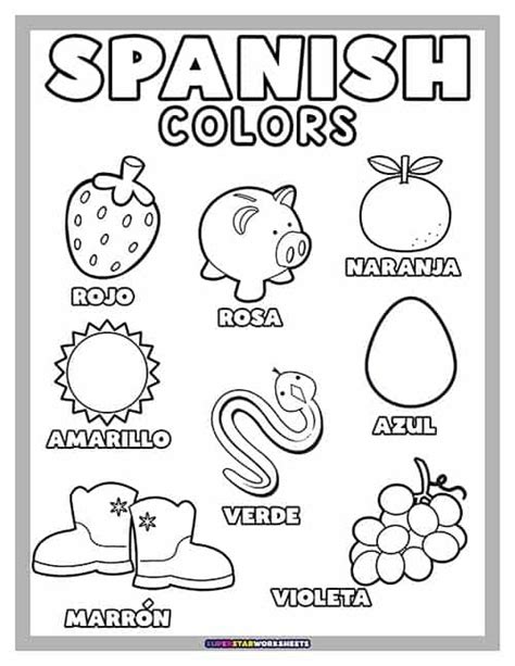 Spanish Color Worksheets Superstar Worksheets Coloring Library