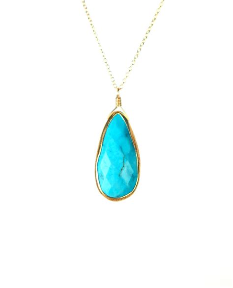 Turquoise Necklace Turquoise Teardrop Necklace By Buburuby