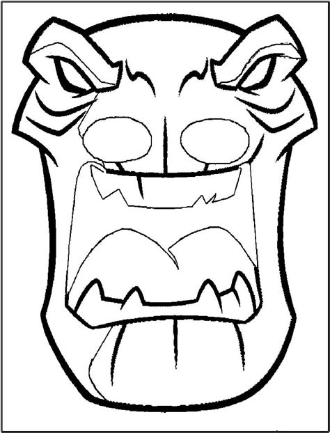 Dibujo de Máscara de Monstruo para colorear imprimir e dibujar