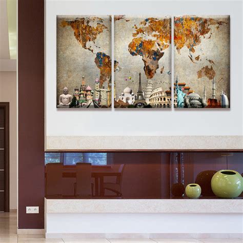 Colorful World Map Masterpiece Multi Panel Canvas Wall Art Elephantstock